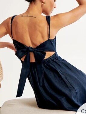 Abercrombie Premium Linen Bow Back Maxi Dress